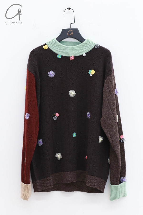 YANYAN KNITS satin turtleneck sweater YYK-YYW23-1731-SH dark gray